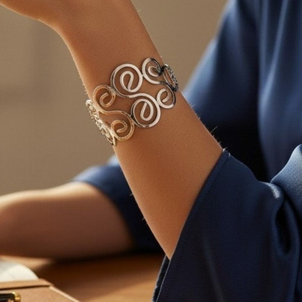 Silver Scroll Hinge Cuff Fashion Bracelet NWT